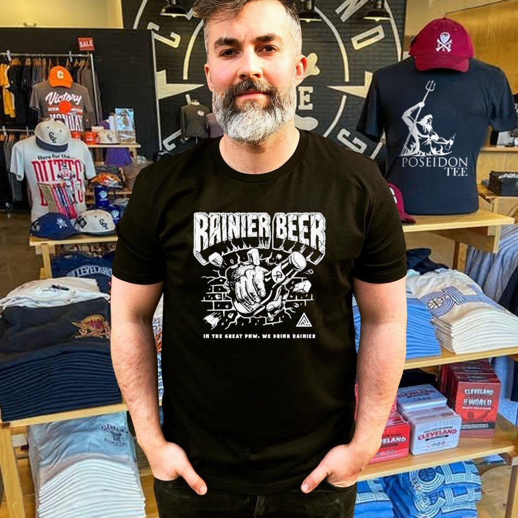 Rainier Beer Sasquatch Smash In The Great Pnw We Drink Rainier T-shirt