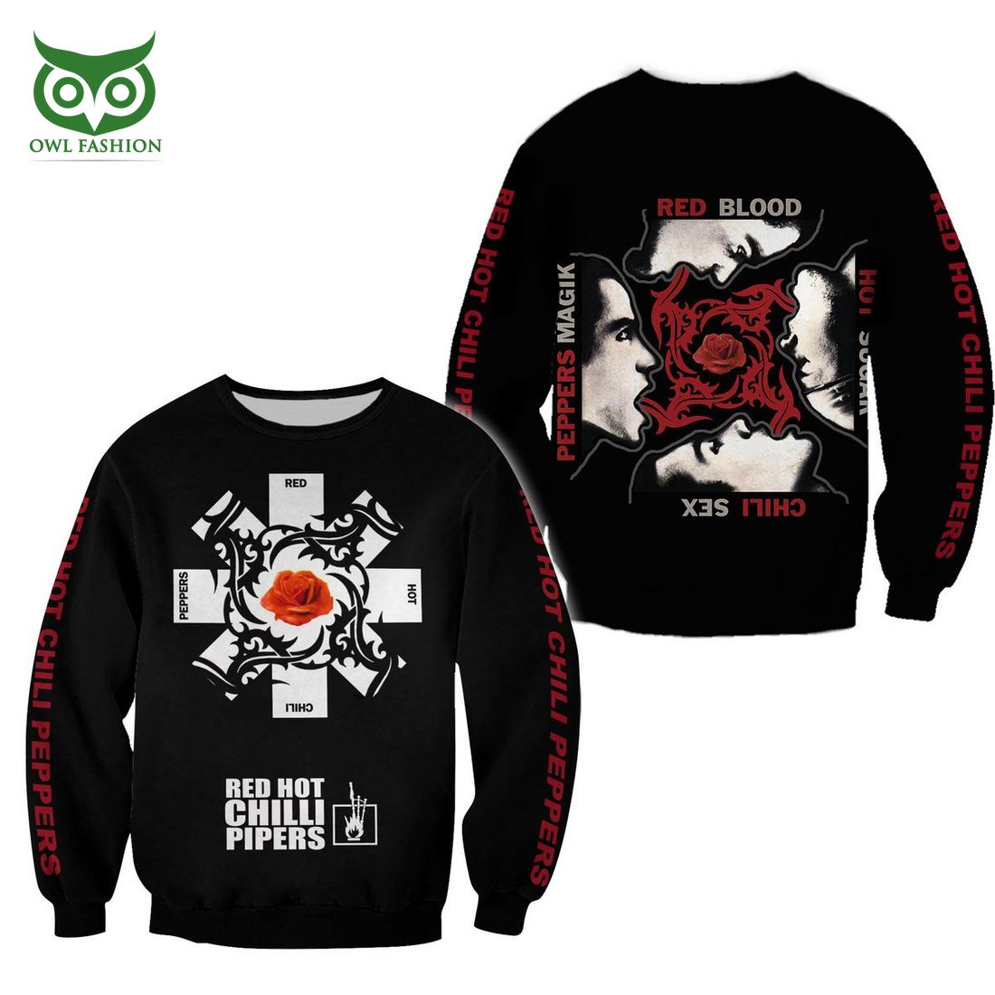 RED HOT CHILI PEPPERS Logo Black 3D Shirt