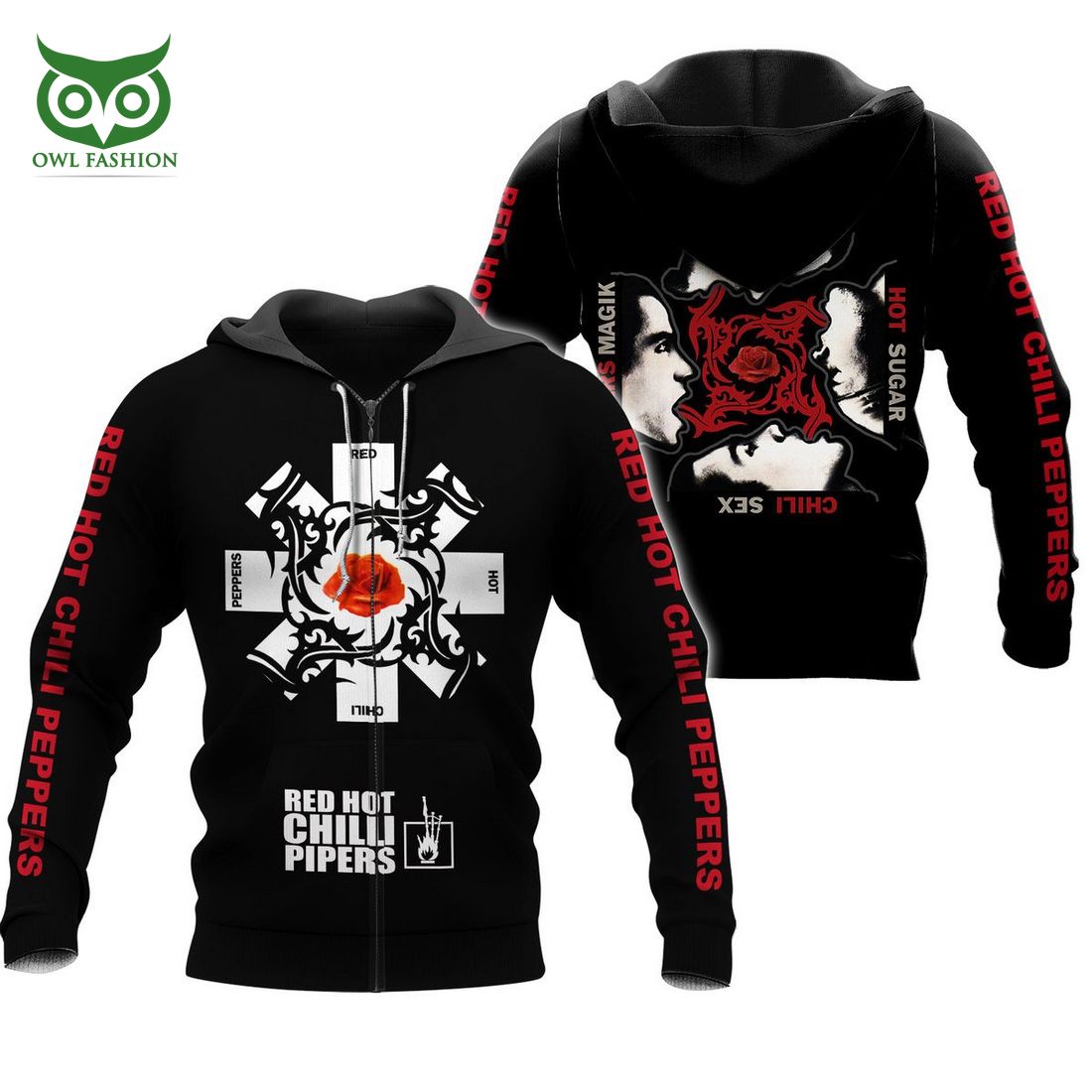 RED HOT CHILI PEPPERS Logo Black 3D Shirt