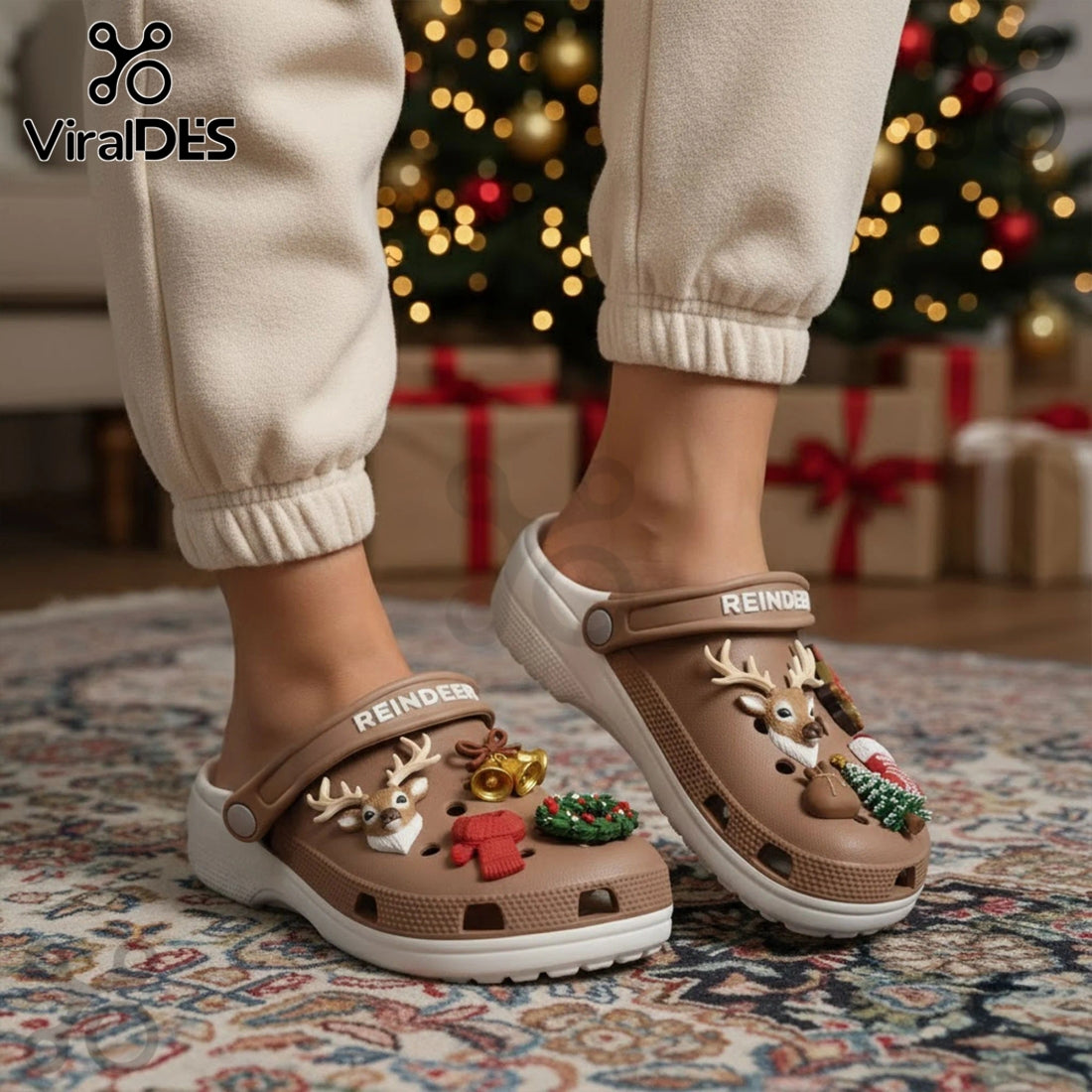 Reindeer Premium Crocs Clogs With Charms