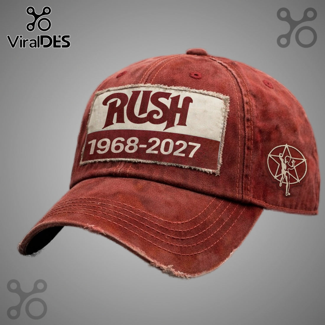 Rush 1968-2027 Band Logo Distressed Vintage Style Baseball Cap