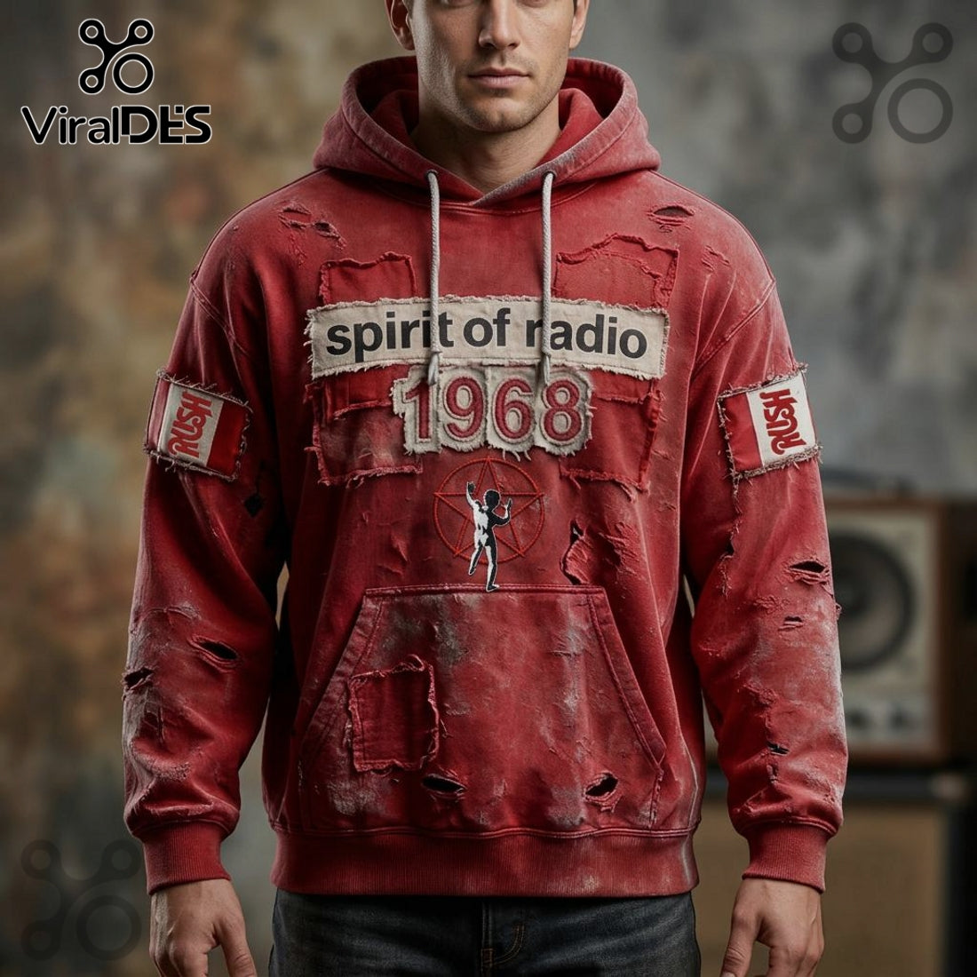 Rush Band Spirit of Radio 1968 Vintage Distressed Graphic Hoodie