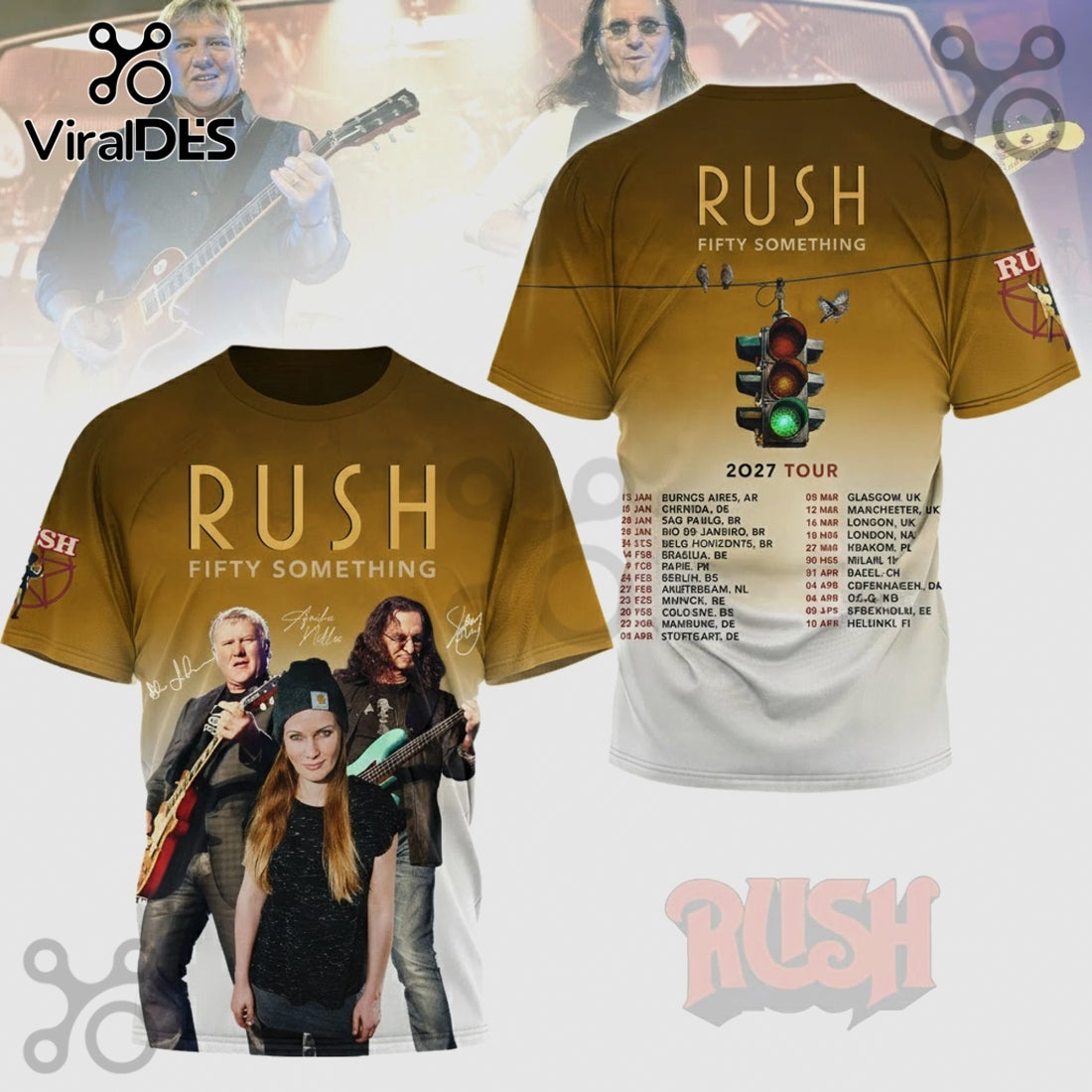 Rush Fifty Something 2027 Tour Commemorative Graphic Print Shirt