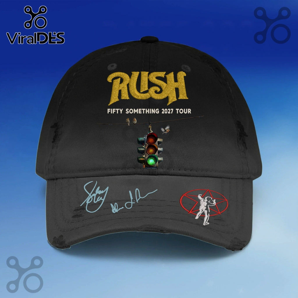 Rush Fifty Something Tour 2027 Autographed Vintage Baseball Cap