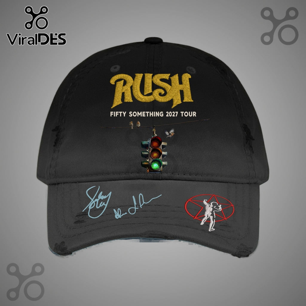 Rush Fifty Something Tour 2027 Autographed Vintage Baseball Cap