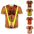 Men 3D Hairy Chest Printed T-Shirt Round Neck Short Sleeve Funny Novelty Tees