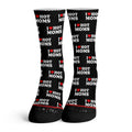 I Heart Hot Moms Funny Adult Socks Fashion Love Black Pattern Joke Gift Meme Gag