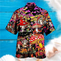 Mens Button Down Magic Mushroom Wizard Hawaiian Top Novelty Trippy Hippie Gift S