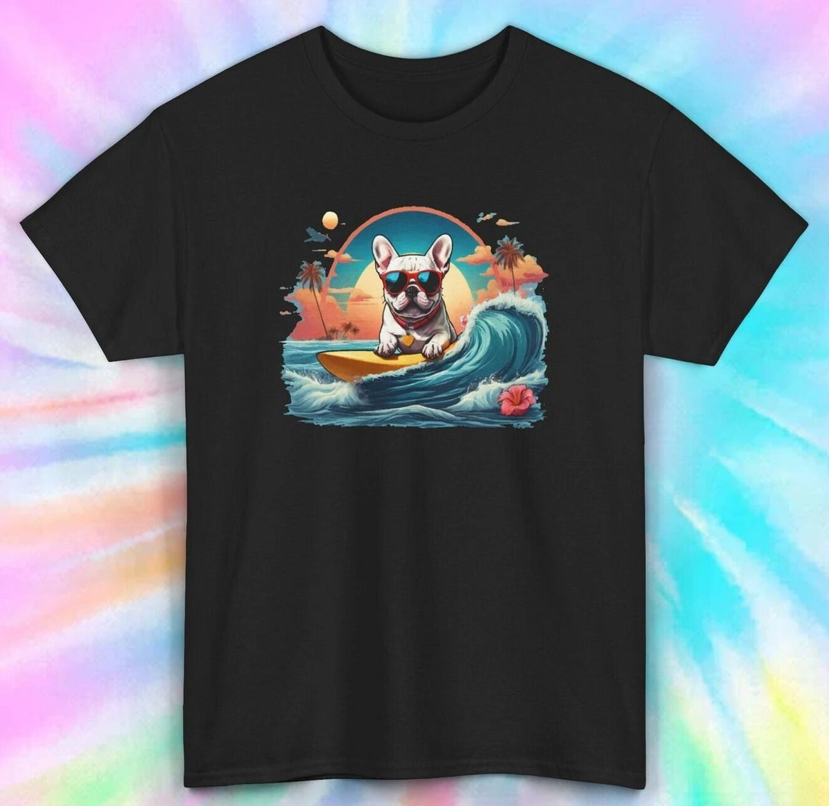 French Bulldog Surfing T-Shirt | Summer Beach Dog Tee S-5XL