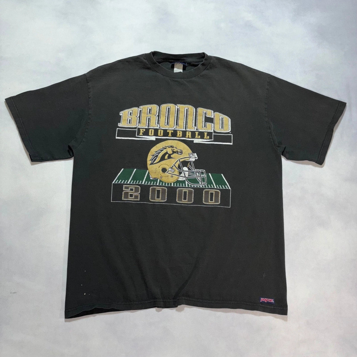 Vintage Western Michigan Broncos Football T-Shirt Men's XL Black WMU Faded Y2K