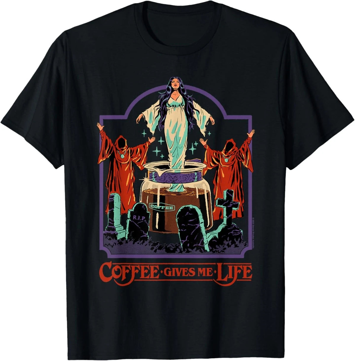 Coffee Gives Me Life Occult Retro Vintage Funny Adult Humor T-Shirt