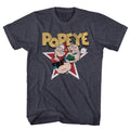 Popeye The Sailor Man Classic Cartoon Star & Tank & Anchor Tatoos Men's T Shirt