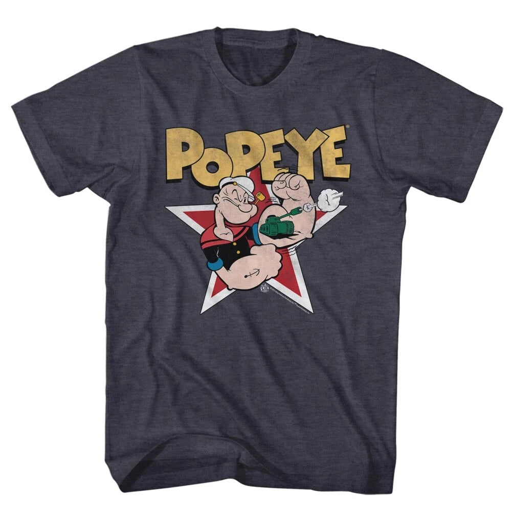 Popeye The Sailor Man Classic Cartoon Star & Tank & Anchor Tatoos Men's T Shirt