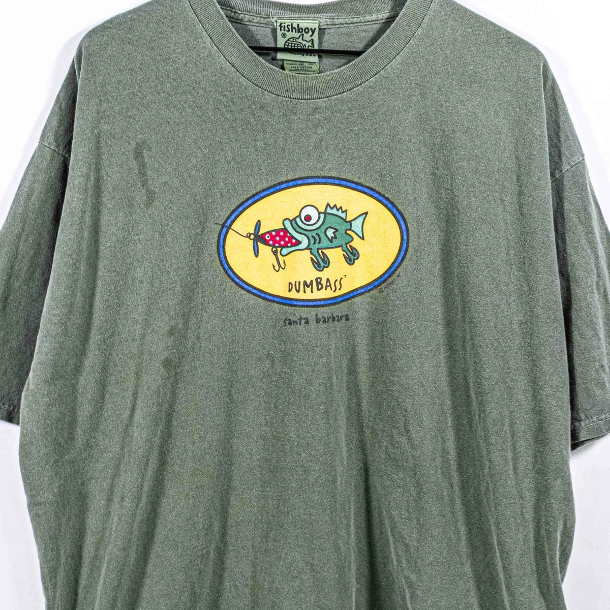Vtg 2000s Fishboy Dumbass Shirt XXL Santa Barbara Funny Joke Y2K Streetwear
