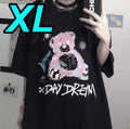 Last One T shirt XL Gyaru Style Short Sleeve Yami Kawaii Goth Loli Black Bear Ha