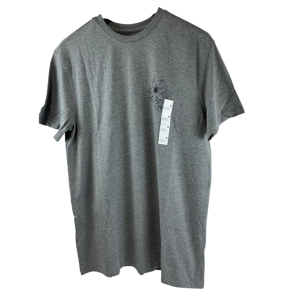 Goodfellow &Co Heathered Gray Boho Wildflower Tshirt NWT Sz M Short Sleeve Shirt