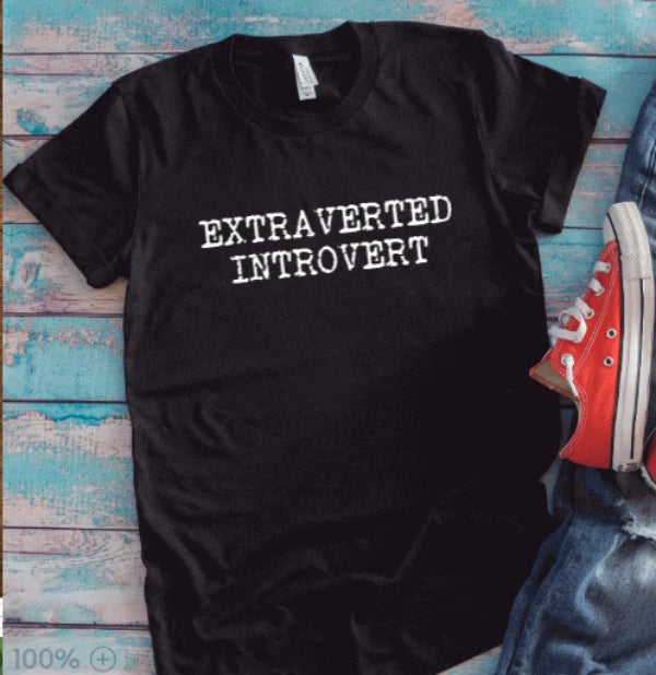 Extraverted Introvert, Black Unisex Short Sleeve T-shirt