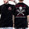 new Funny Gen X The Badass Generation Raised By Skulls T-Shirt Short Sleeve