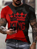 T Shirt Red Poker King Crown Black Graphic Print Fashion Novelty T-Shirt Men Tee