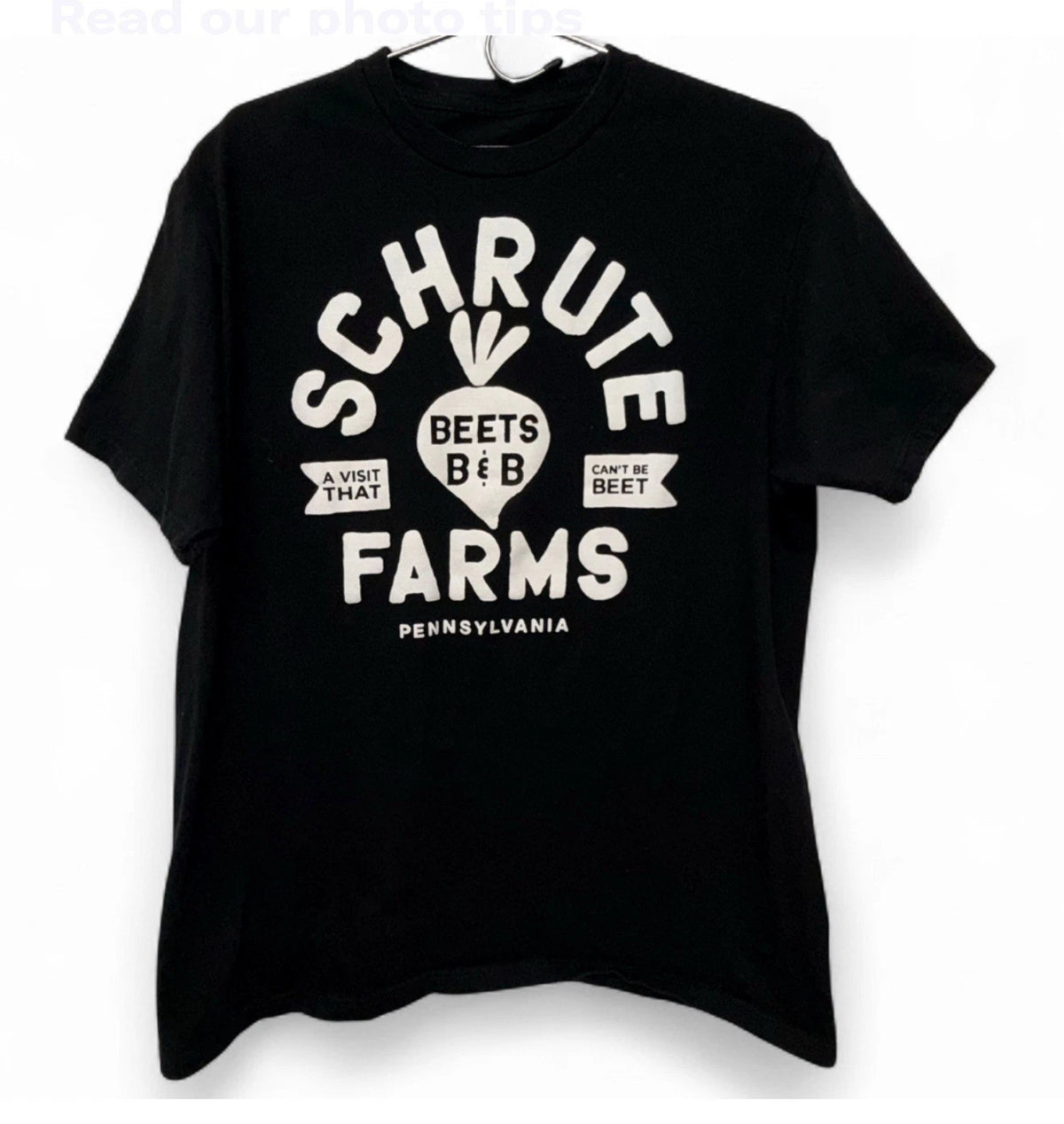 THE OFFICE SCHRUTE BEET FARMS PENNSYLVANIA T-SHIRT, SIZE L, CHEST 41", LENGTH 27