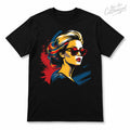 Pop Art Woman Sunglasses T-Shirt Black or White Unisex Fashion Graphic Tee