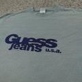 VTG Guess Shirt Mens M Blue Graphic Short Sleeve Tee Grunge Skate 90s Y2K USA
