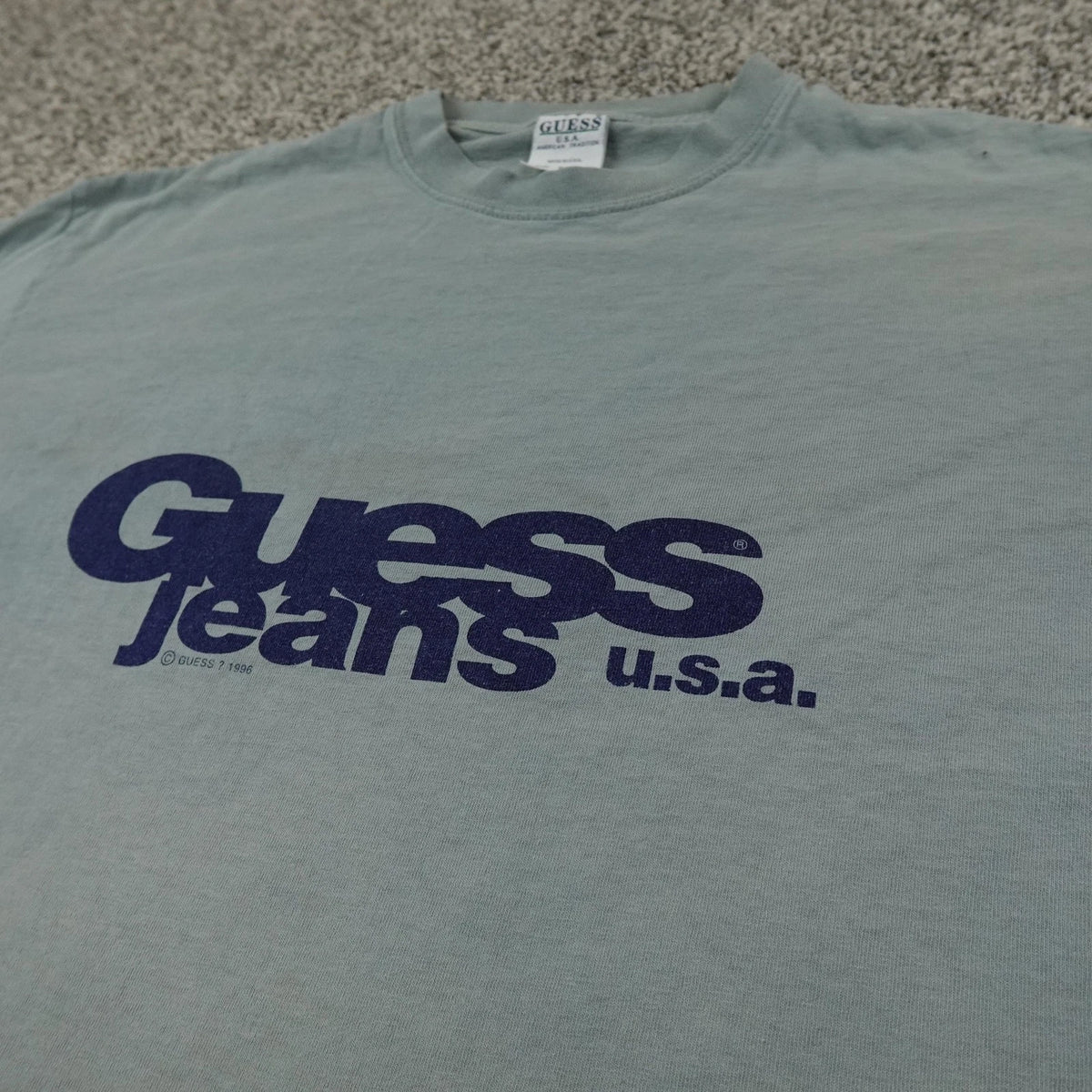 VTG Guess Shirt Mens M Blue Graphic Short Sleeve Tee Grunge Skate 90s Y2K USA
