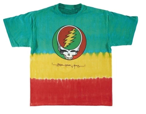 GRATEFUL DEAD-RASTA SYF-Steal Your Face Tri TIE DYE T-SHIRT M-L-XL-2X RARE-LMTD