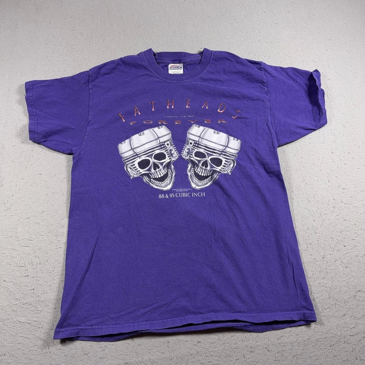 Vintage Fatheads Shirt Mens Large Purple Skull Motorcycle Biker Tee 2002 Y2K
