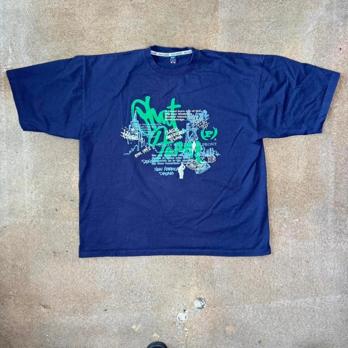 Phat Farm T Shirt Mens 2XL Navy Blue Graphic Y2K Hip Hop Streetwear Oversized