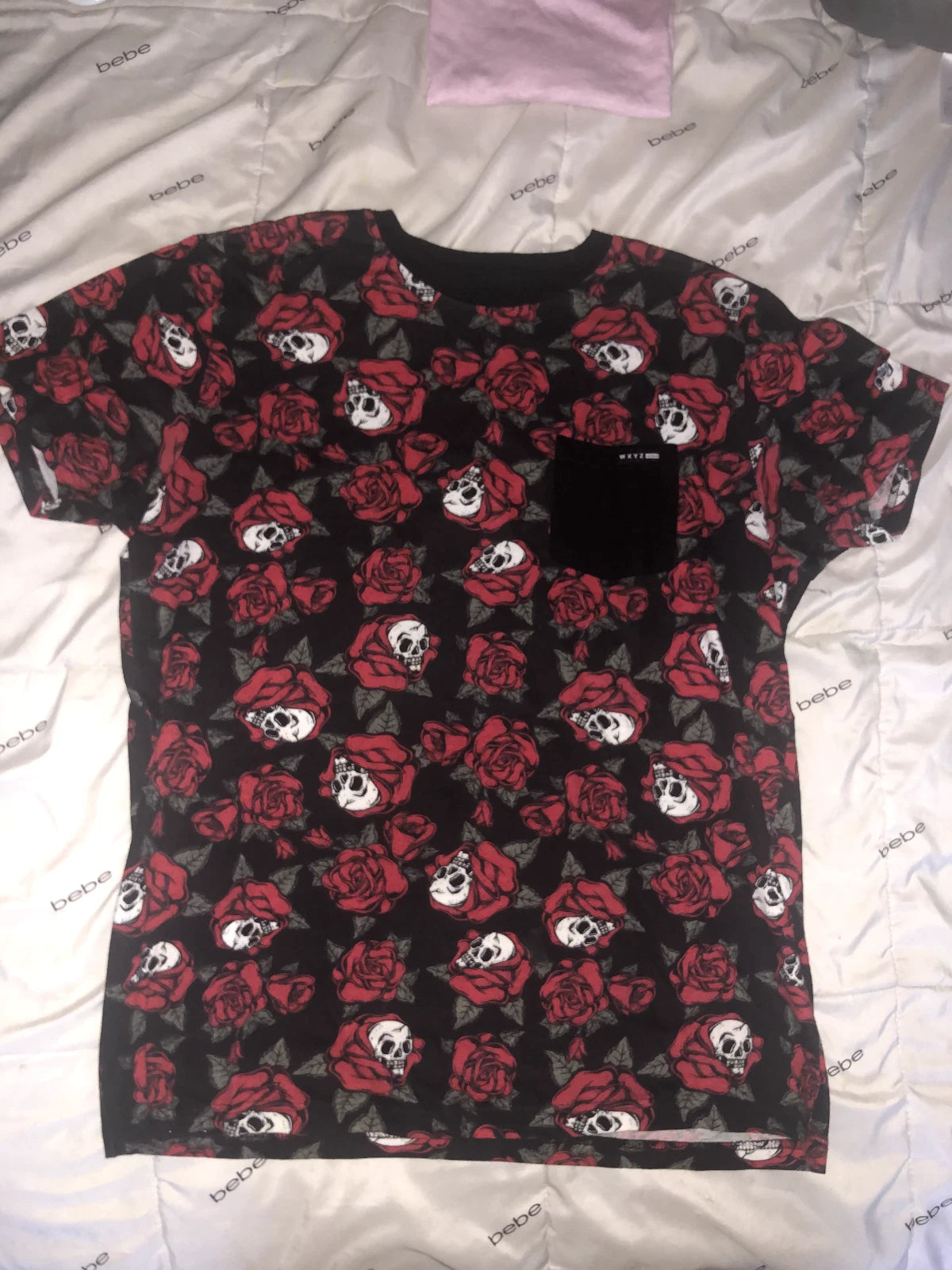 Y2K black Skull and Rose T shirt Size Medium for men