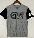 Ecko Unlimited 1972 T Shirt Size L Grey Black Color Short Sleeve V Neck Y2K