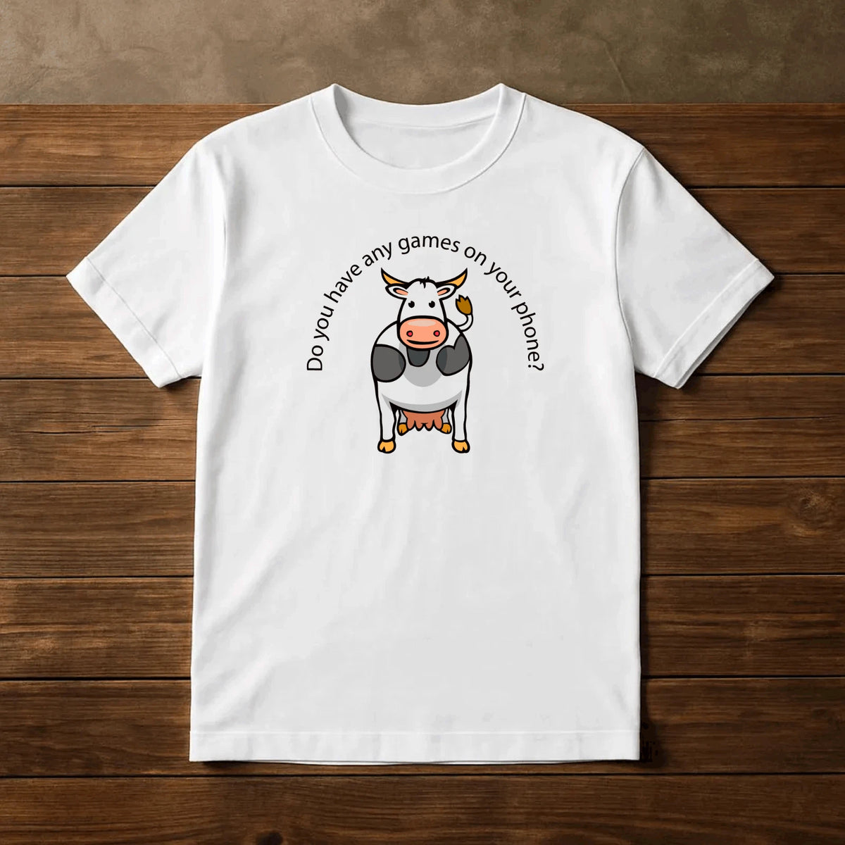 Funny Cow Meme T-Shirt Do You Have Any Games On Your Phone Graphic Tee