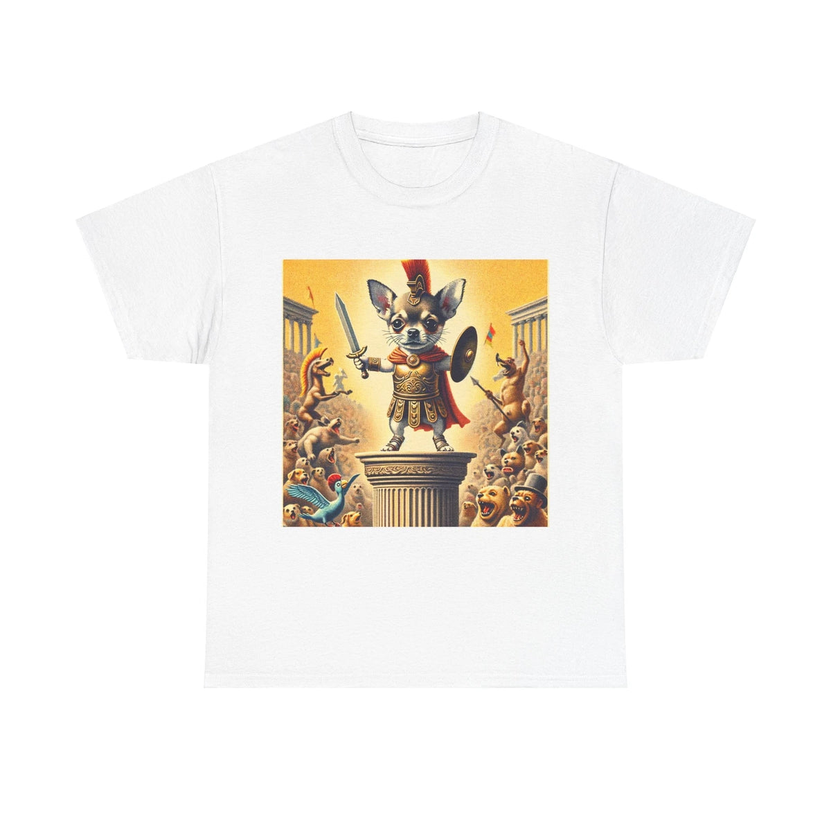 Unisex Adult T Shirt Chihuahua Gladiator Pop Art Vintage Style
