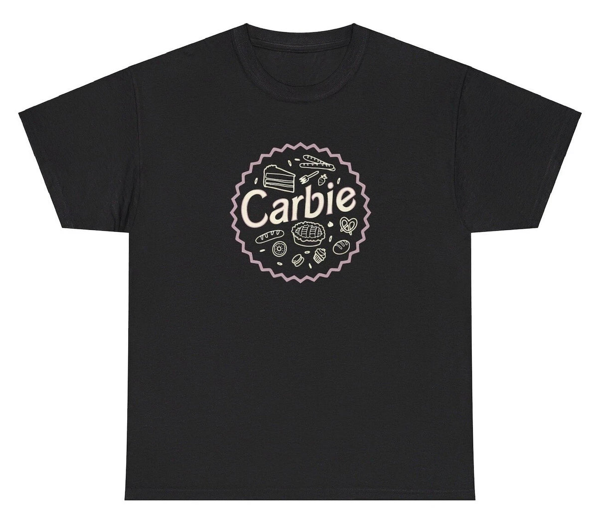 Carbie T Shirt Funny Carbs Bread Pasta Lover Meme Parody Y2K Silly Humor Tee