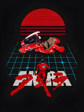AKIRA Anime Movie | Red Mecha Racing T-Shirt | Vaporwave Sunset Grid