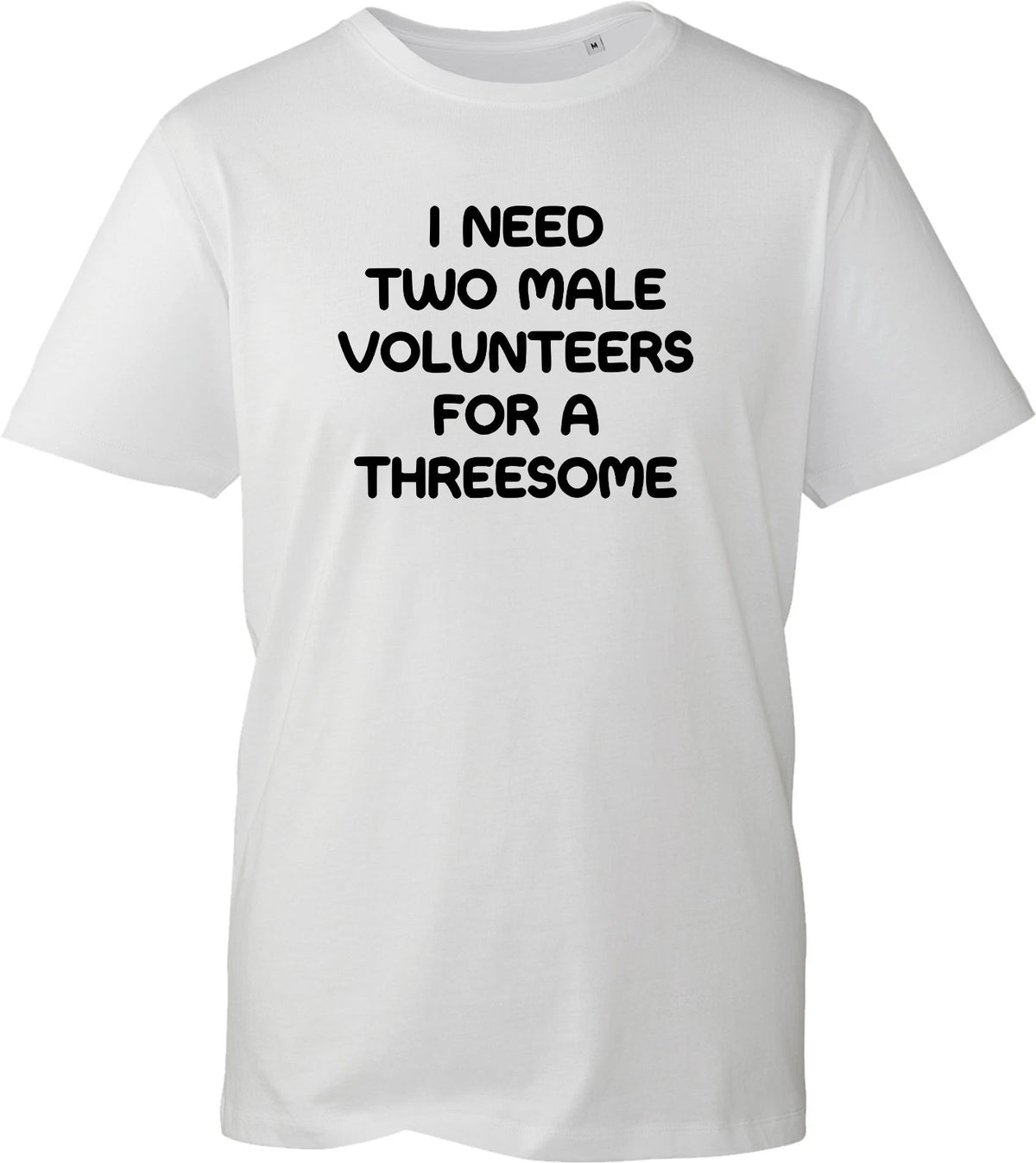 Funny Rude Slogan T-Shirt Women I Need Two Male Volunteers Joke Novelty Gift Tee