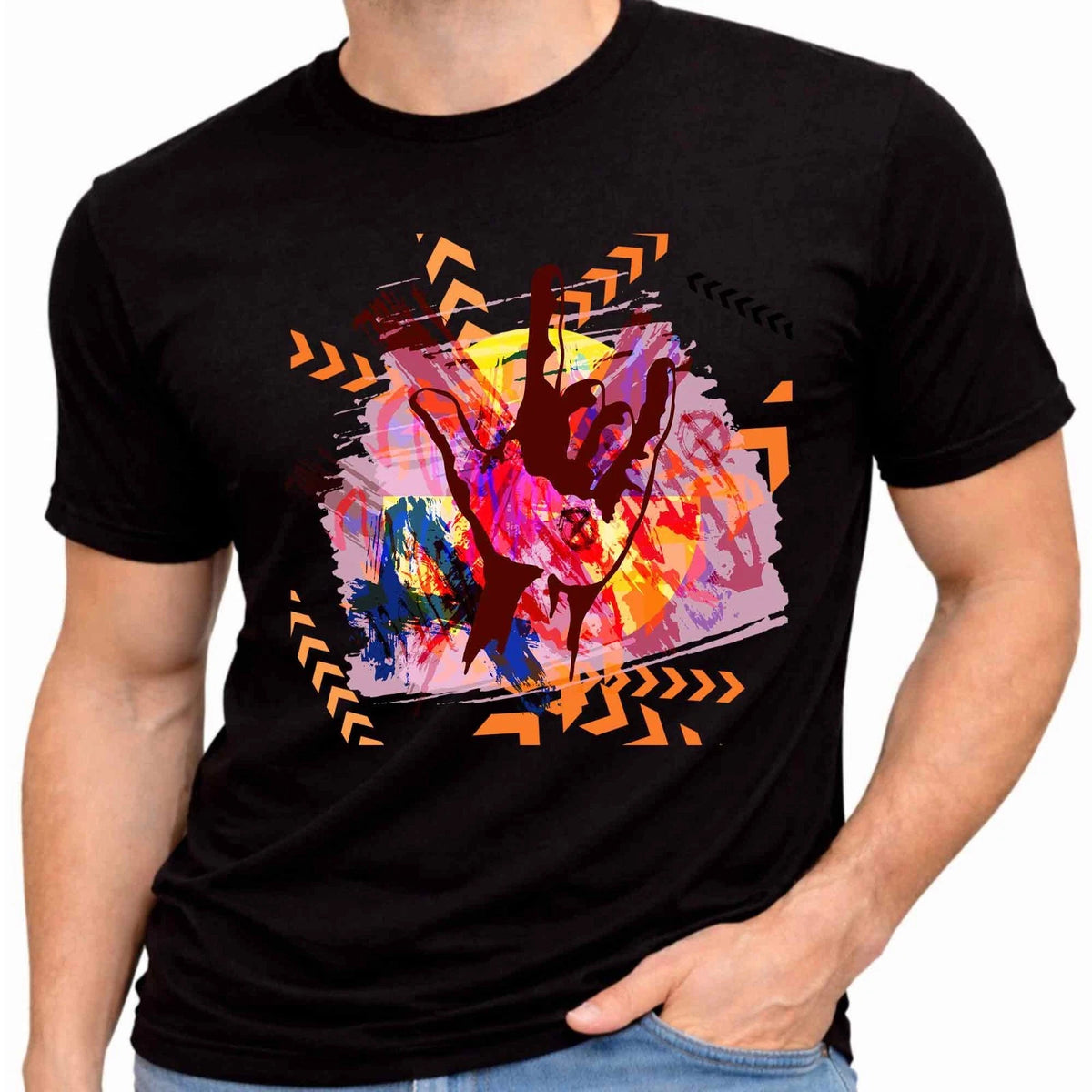 Abstract Hand Graphic T-Shirt Street Art Urban Streetwear Tee Modern Pop Art New