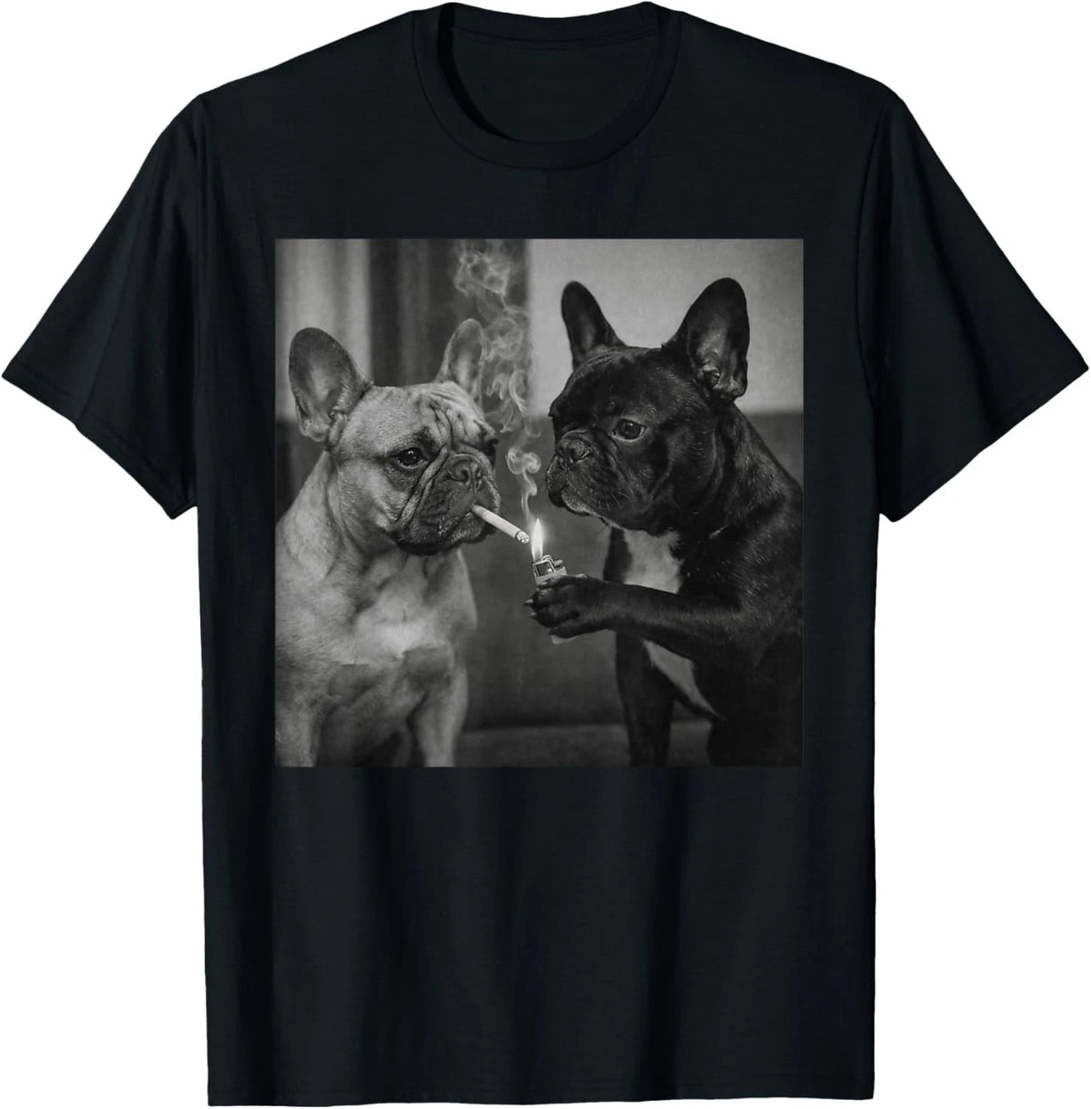 Frenchie Buddies Funny French Bulldog Smoking Cigarette Meme unisex T-Shirt