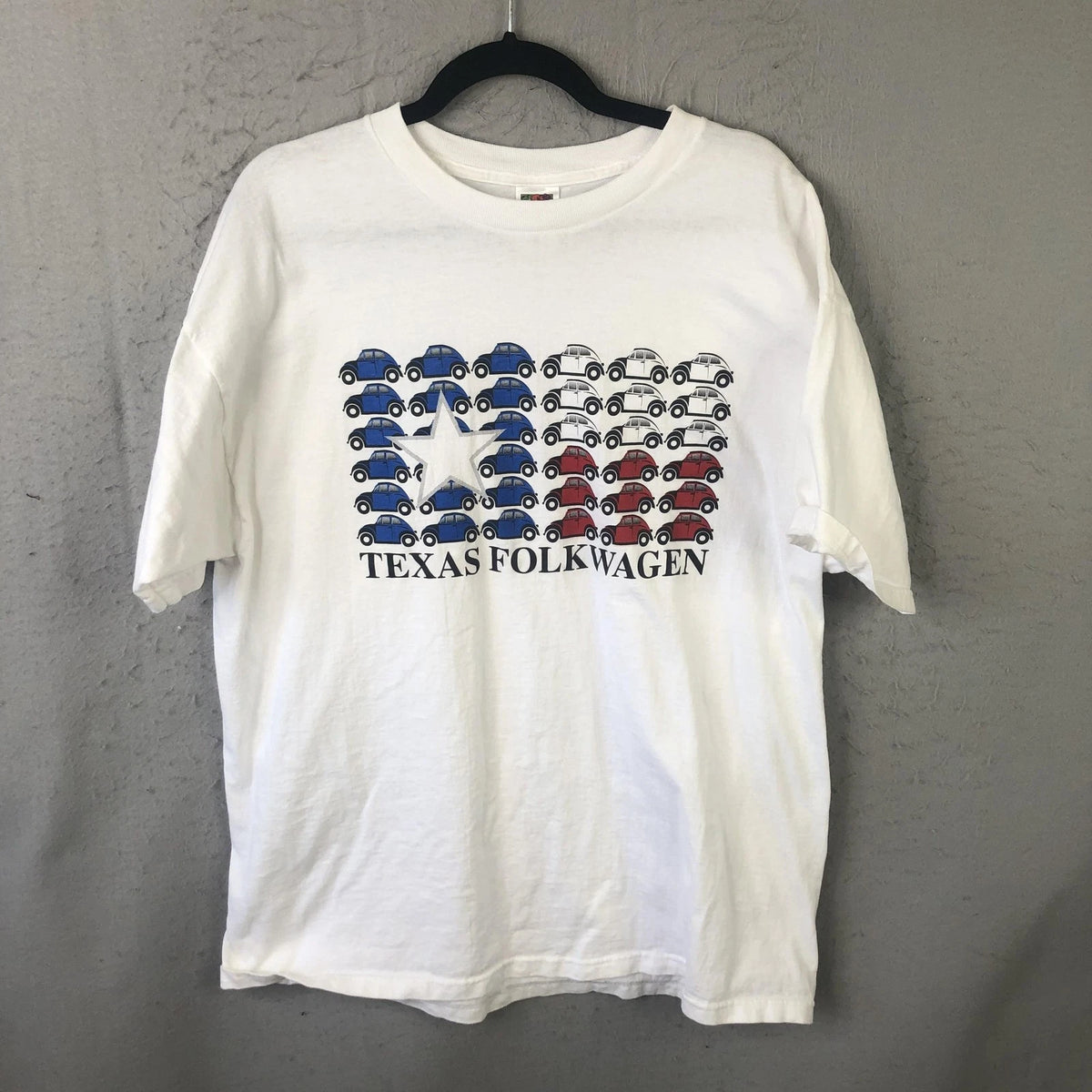 Y2K 90s Shirt Mens 2XL White Texas Folkwagen Graphic Short Sleeve Tee Punchbuggy