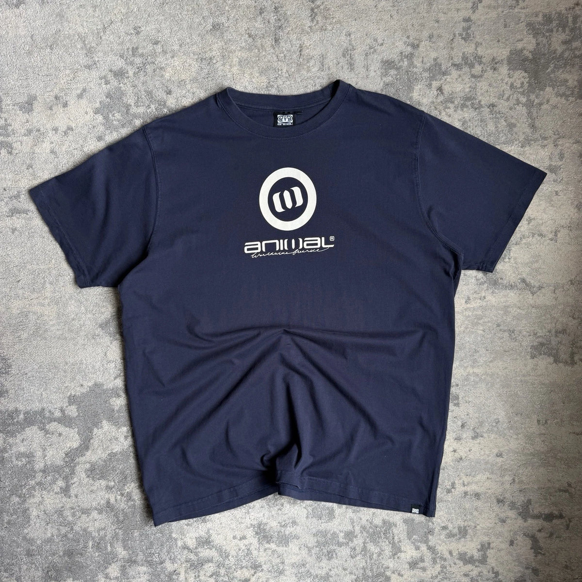 Men’s Animal Surfwear Graphic T-shirt Size 2XL Navy Short Sleeve Cotton Y2K
