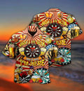 Mens Button Down Shirts Funny Darts 180 Printed Hawaiian Tops Novelty Dart Gift