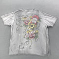 Rock It T Shirt Men's Size L Grunge Y2K Skulls Graphic Gray Short Sleeve