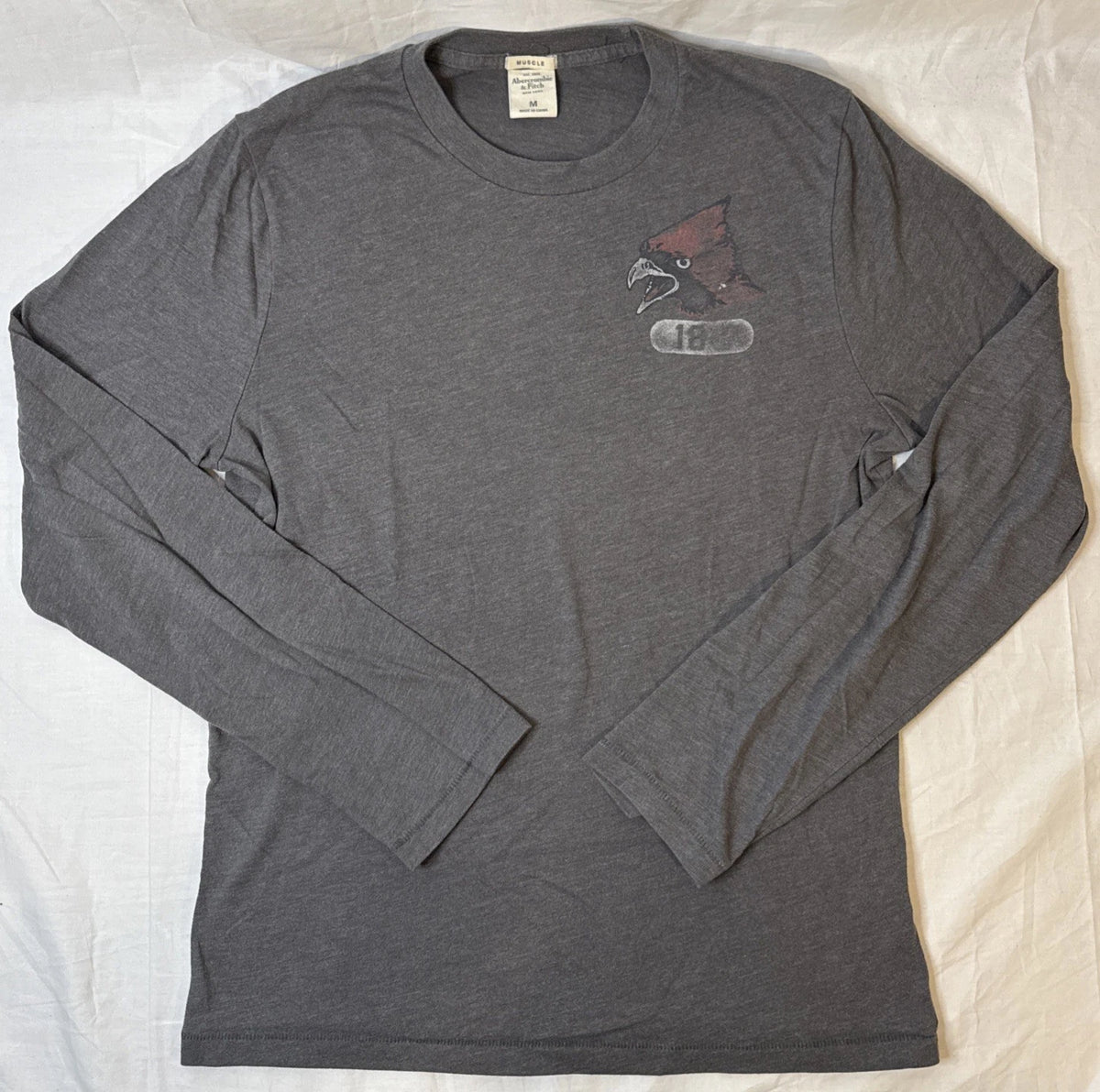 Abercrombie & Fitch MUSCLE Long Sleeve T-Shirt Men’s Medium Charcoal Vintage Y2K