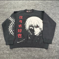 Sora clothing Tokyo Ghoul Sweater Mens L Black Anime Ken Kaneki Graphic Knit