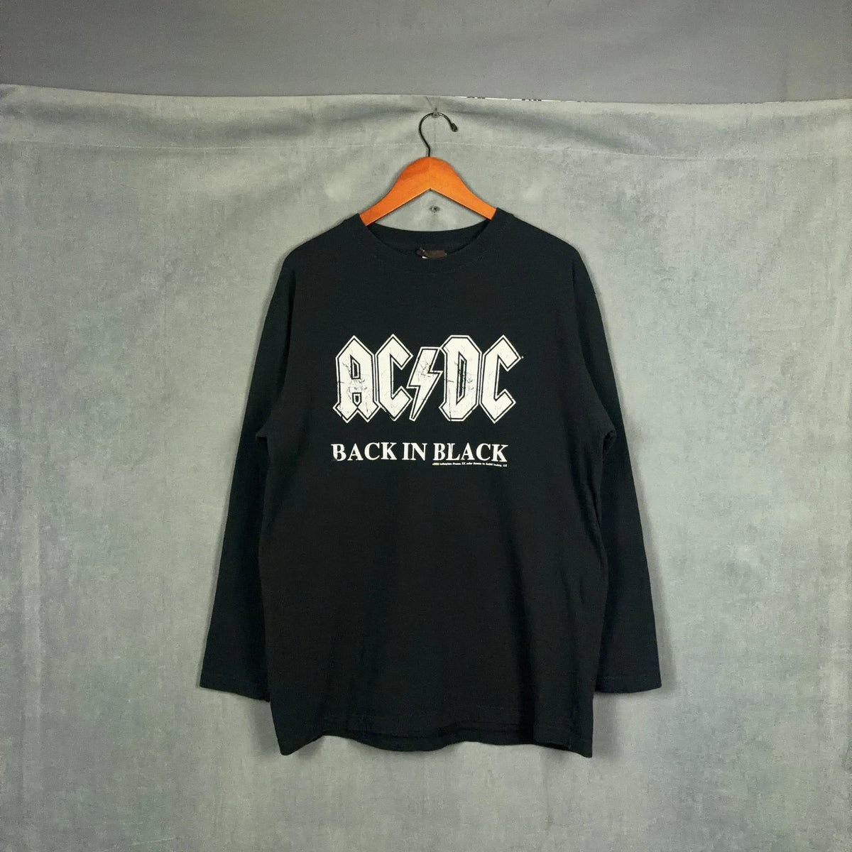 Vintage Y2K AC/DC Back in Black Long Sleeve t shirt Mens Size XL Black