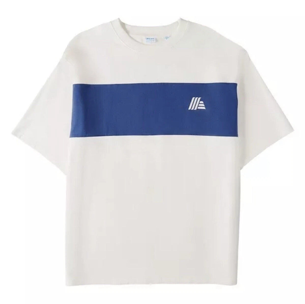 ALDI GEAR Shirt Unisex M L XL XXL Off-White Blue Colorblock Crew Neck Men Women