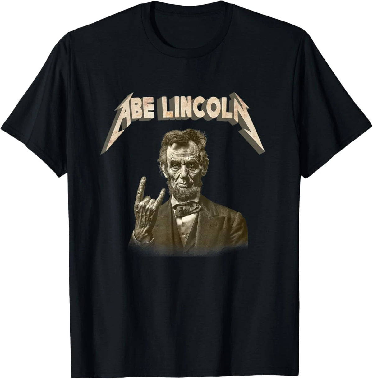 Funny 80s 90s Heavy Metal Music Band Abe Abraham Lincoln T-Shirt