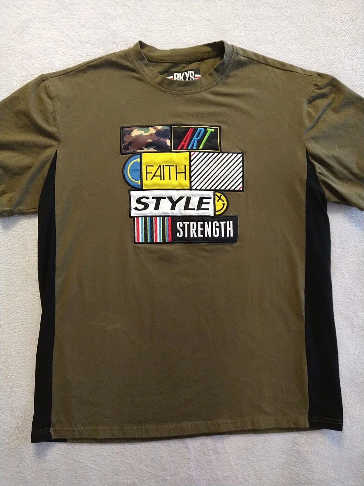 BKYS T-Shirt Adult 2XL pop word art embroidered patch faith style strength shirt
