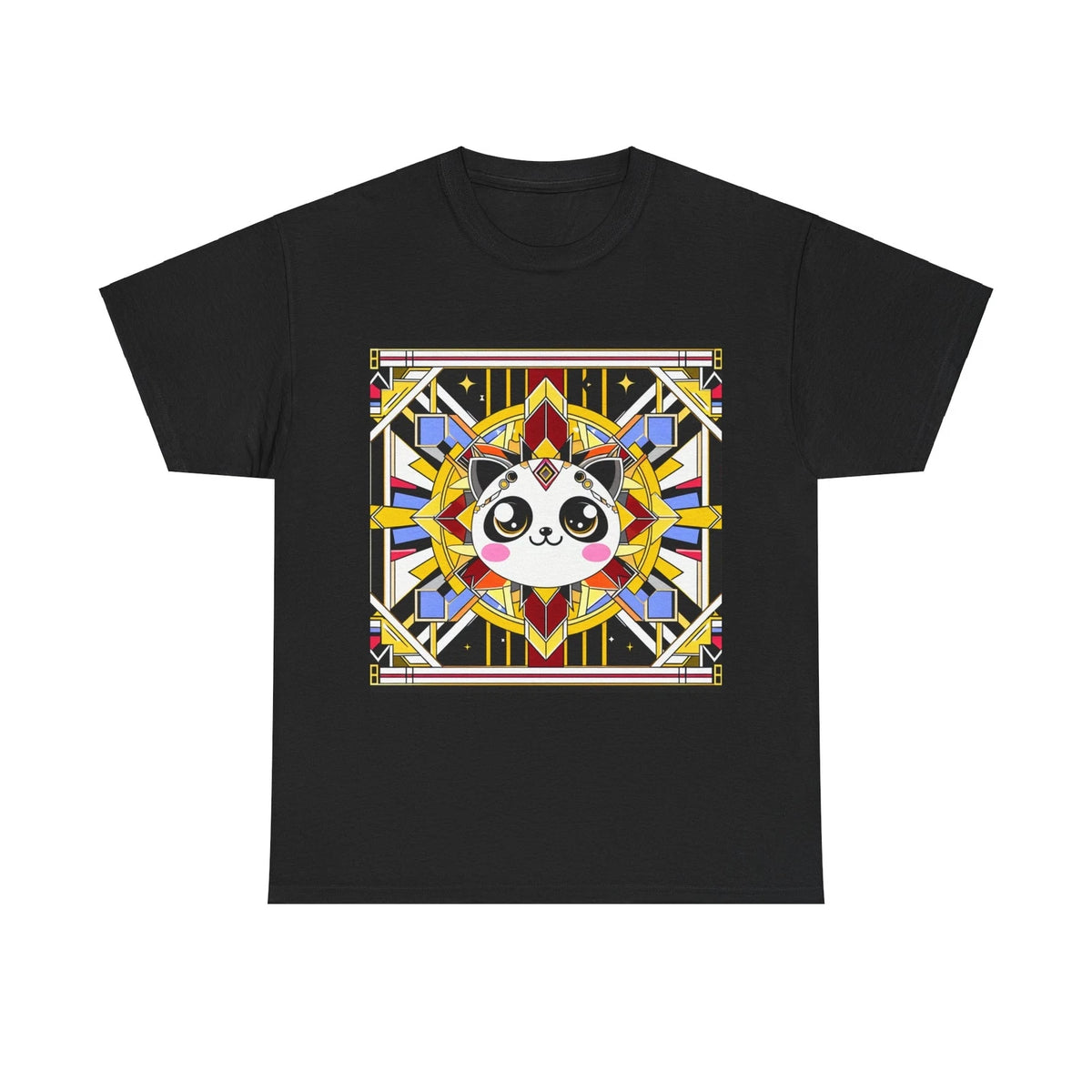 Unisex Adult T Shirt Art Deco Kawaii Cat Geometric Pattern Graphic Tee Cute Fun